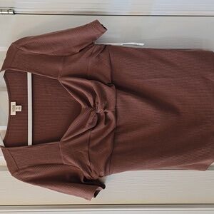 A.N.A WOMEN'S PETITE PLUS SIZE BROWN SHORT SLEEVES TOP SIZE PXXL